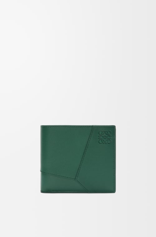 LOEWE Puzzle bifold coin wallet in classic calfskin Evergreen