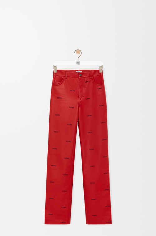 LOEWE Pantalon en cuir d'agneau nappa Rouge