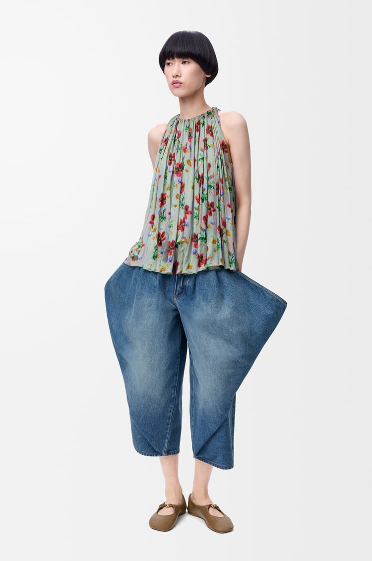 LOEWE Halter top in viscose Green/Red