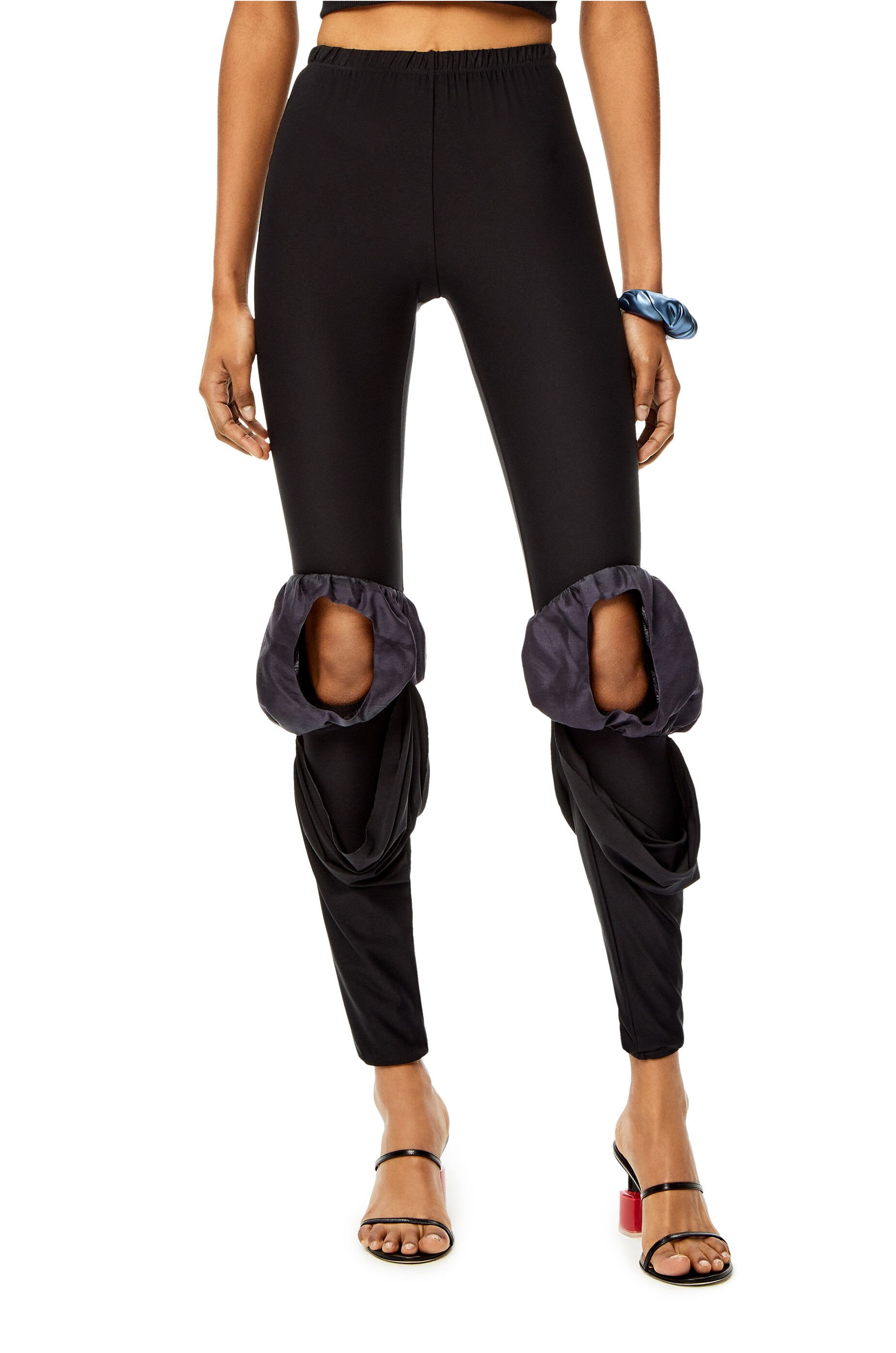 Leggings drapeados de seda Negro - LOEWE