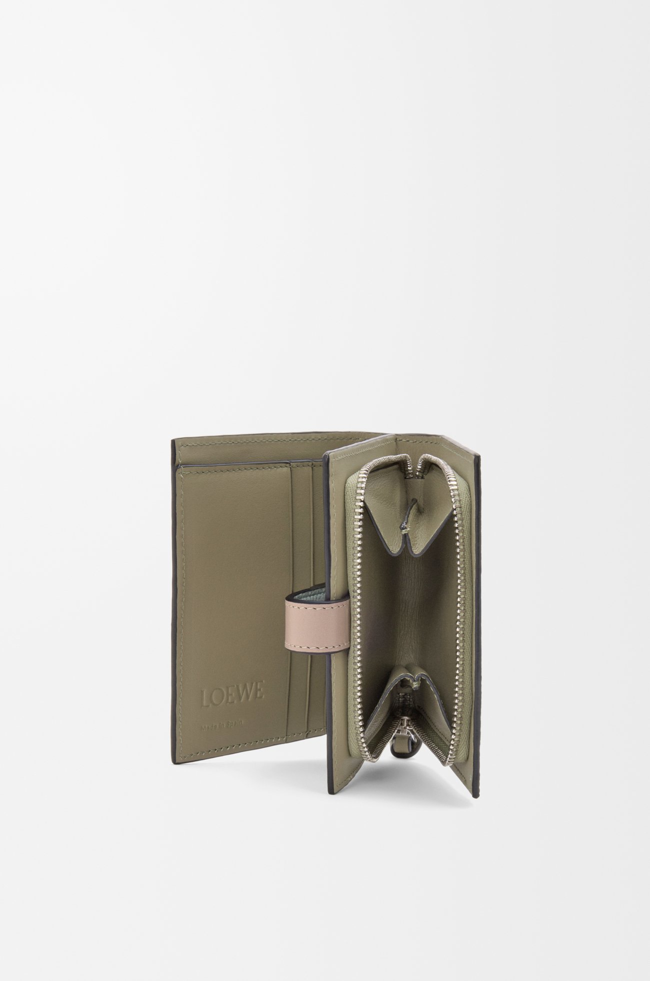 LOEWE Compact zip wallet in soft grained calfskin Frozen/Clay