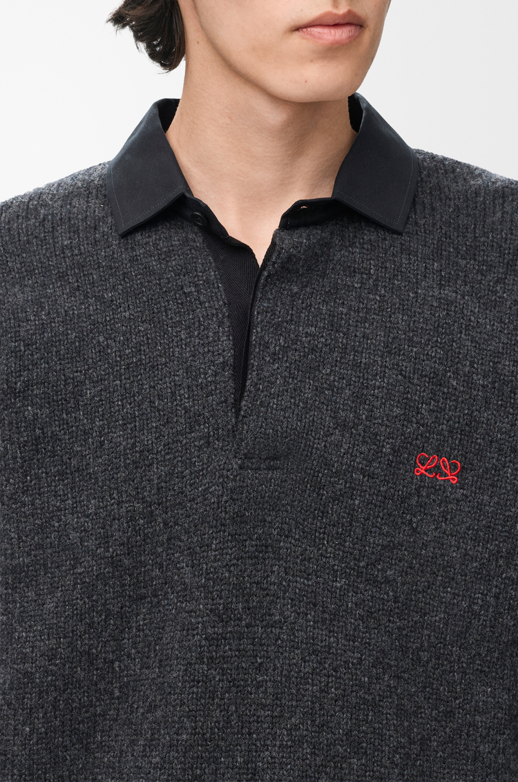 LOEWE Polo sweater in wool Dark Grey