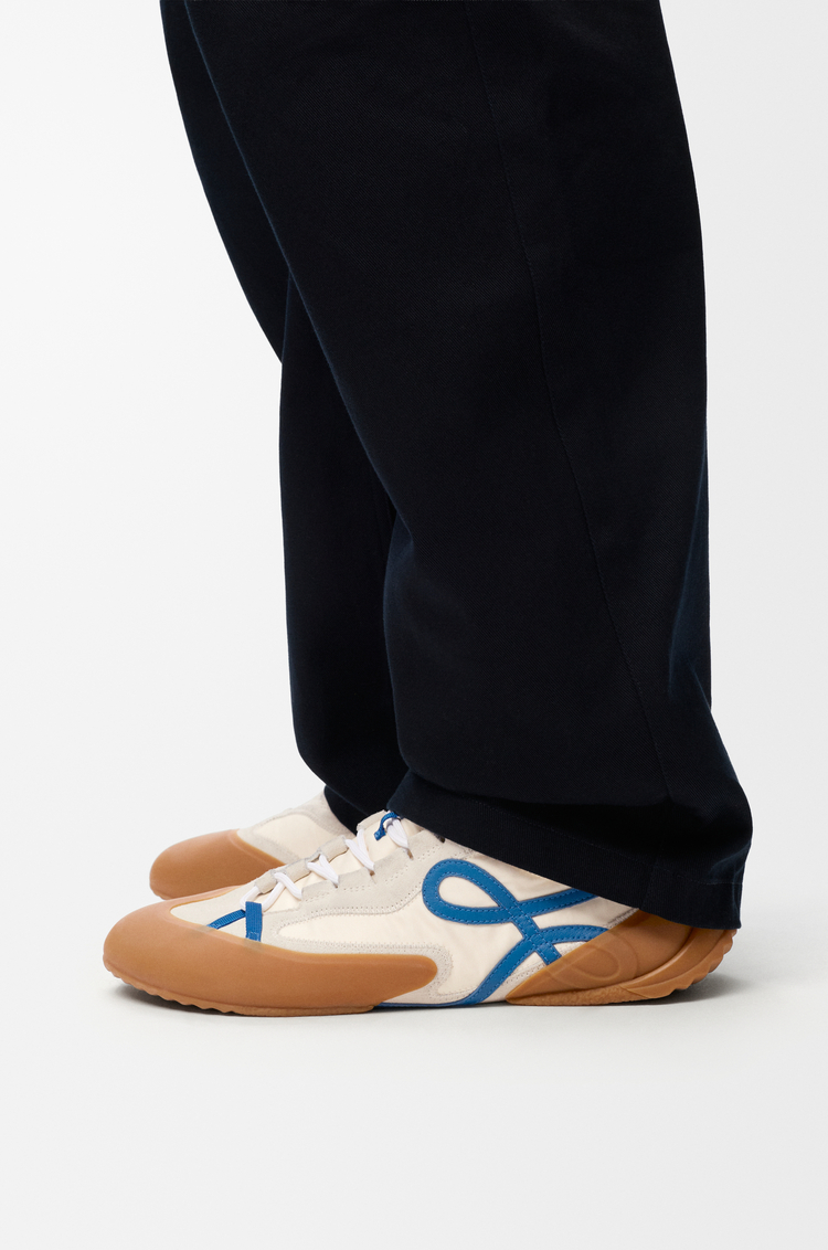 LOEWE Sneakers Grip en nylon et cuir velours Blanc/Bleu