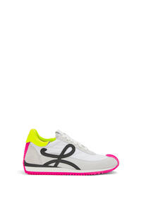 LOEWE Flow runner in nylon and suede Soft White/Neon Yellow