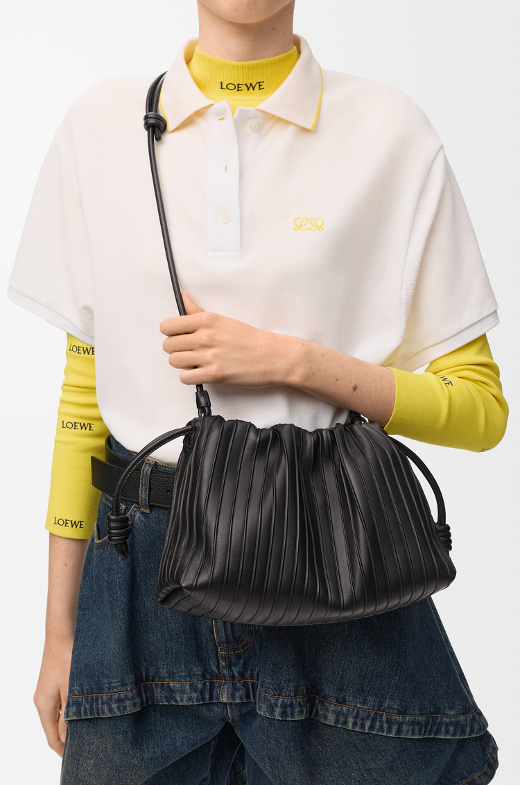 LOEWE Bolso Flamenco pleats purse mini en piel napa de cordero Negro