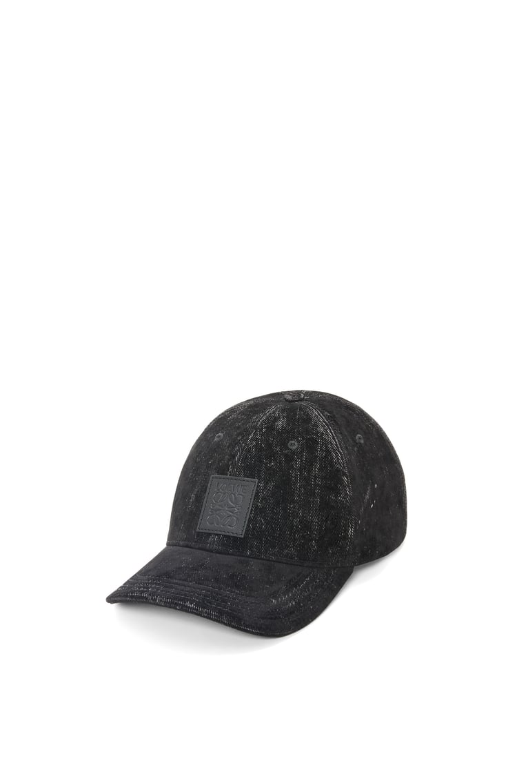 LOEWE Patch cap in flocked denim Black