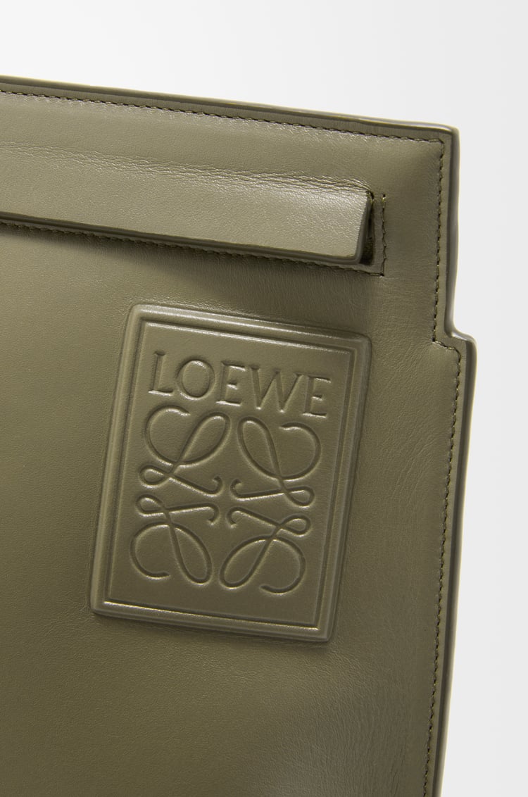LOEWE T Pouch in satin calfskin Khaki Green
