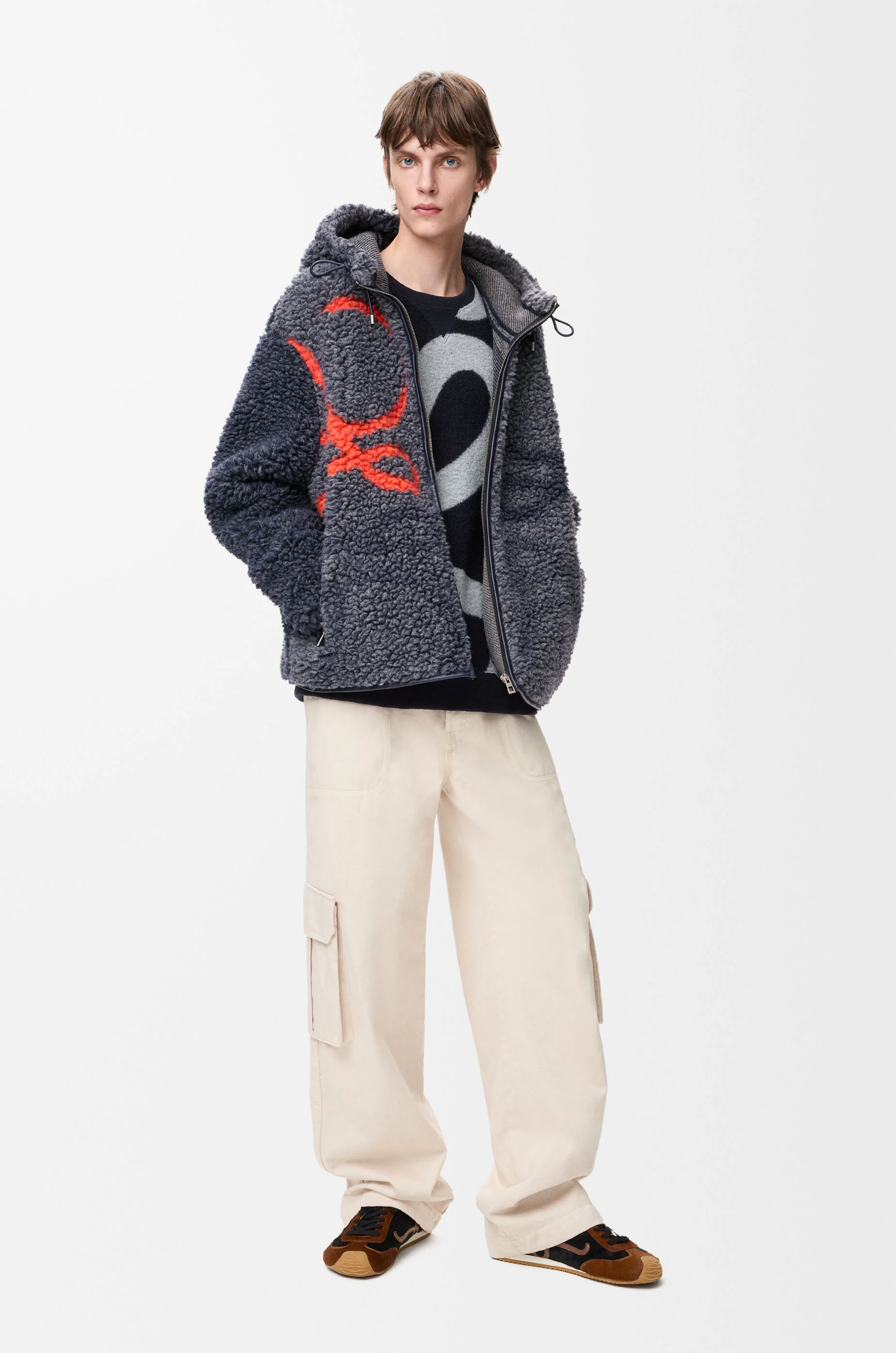 Hooded jacket in wool blend Blue - LOEWE