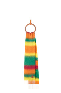LOEWE Bufanda en lana mohair con rayas Verde / Multicolor