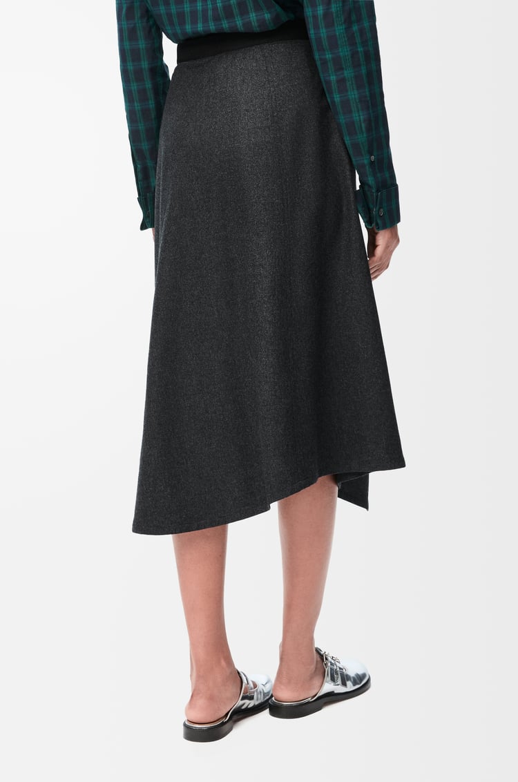 LOEWE Asymmetric skirt in wool and cashmere Charcoal Melange