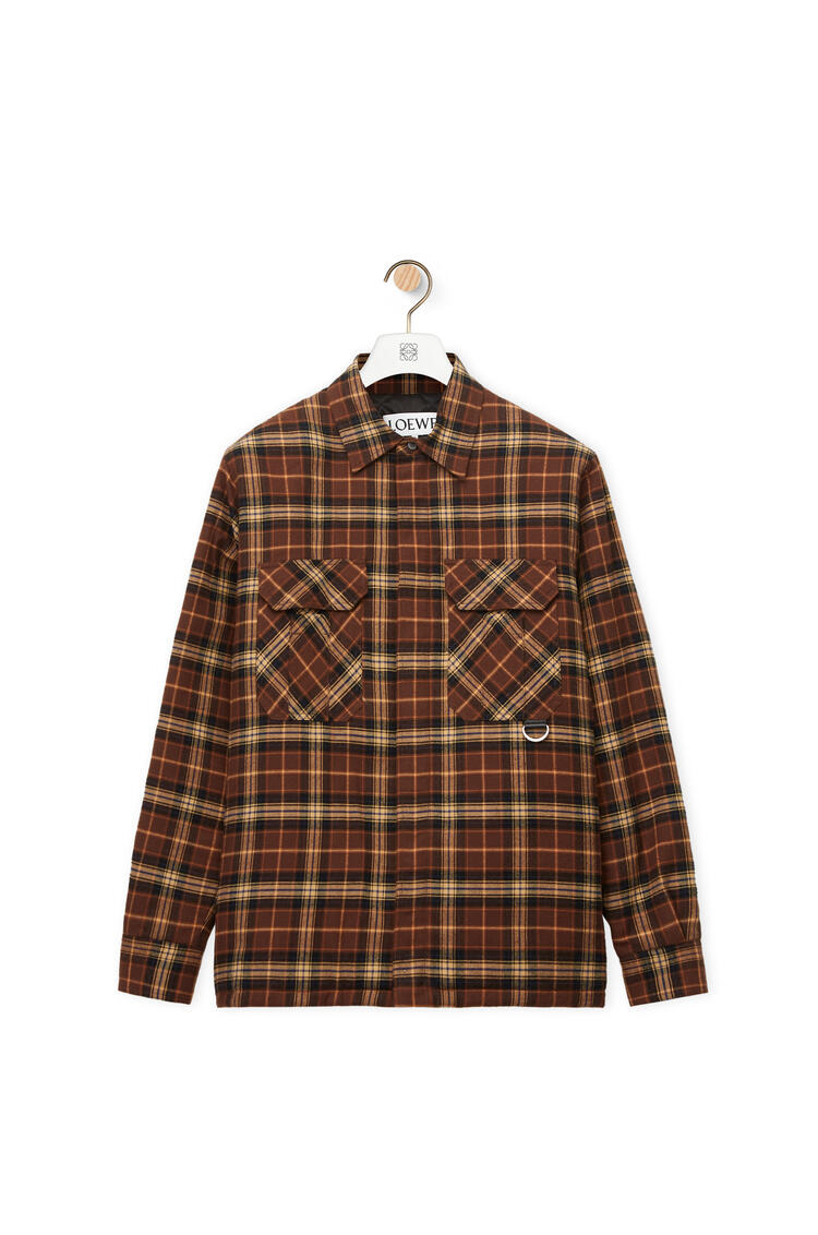 LOEWE Puffer check overshirt in cotton Brown/Multicolor