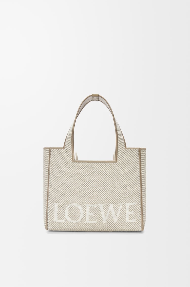 LOEWE Small LOEWE Font tote in jacquard canvas Ecru