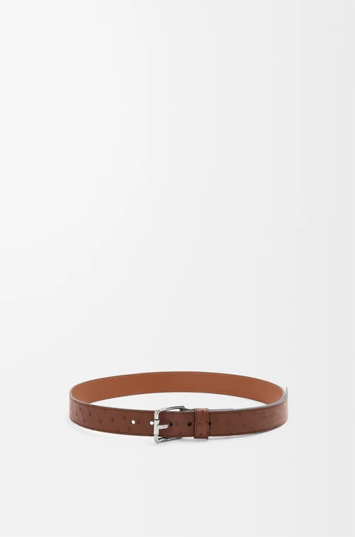 LOEWE Cinturón Roller Curve de piel de avestruz Tabaco/Paladio Vintage