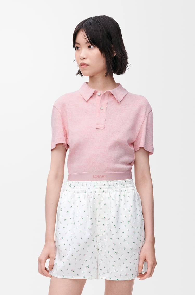 LOEWE Cropped polo in cotton and wool Pink