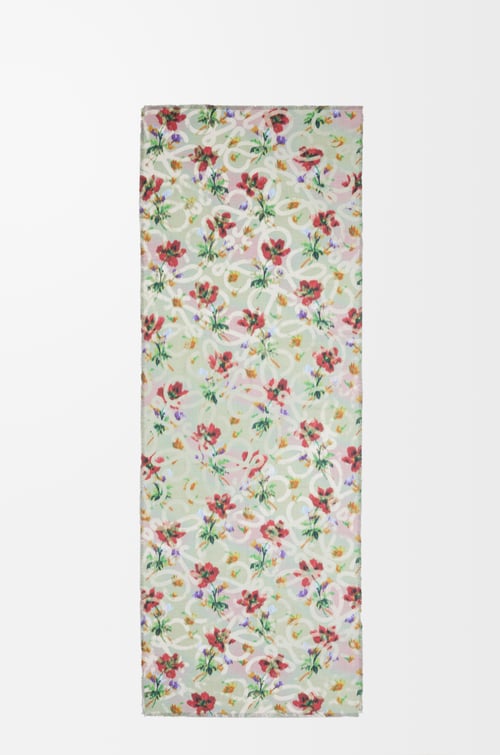 LOEWE Scarf in cashmere and silk Sage/Multicolor