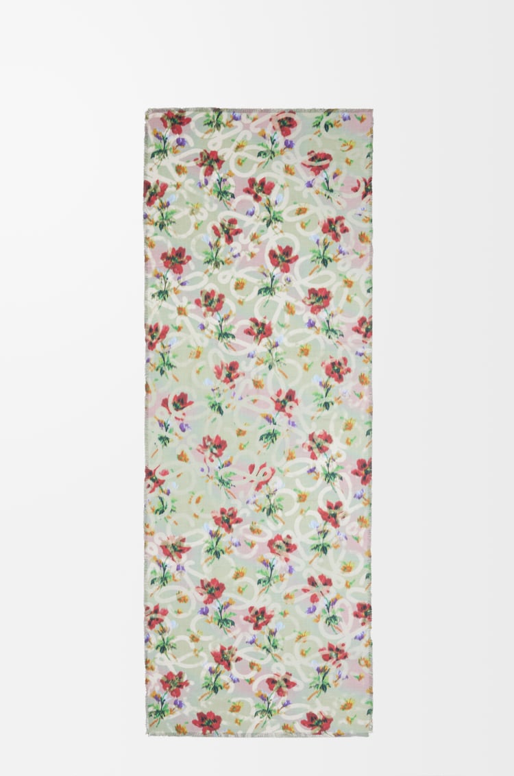 LOEWE Scarf in cashmere and silk Sage/Multicolor