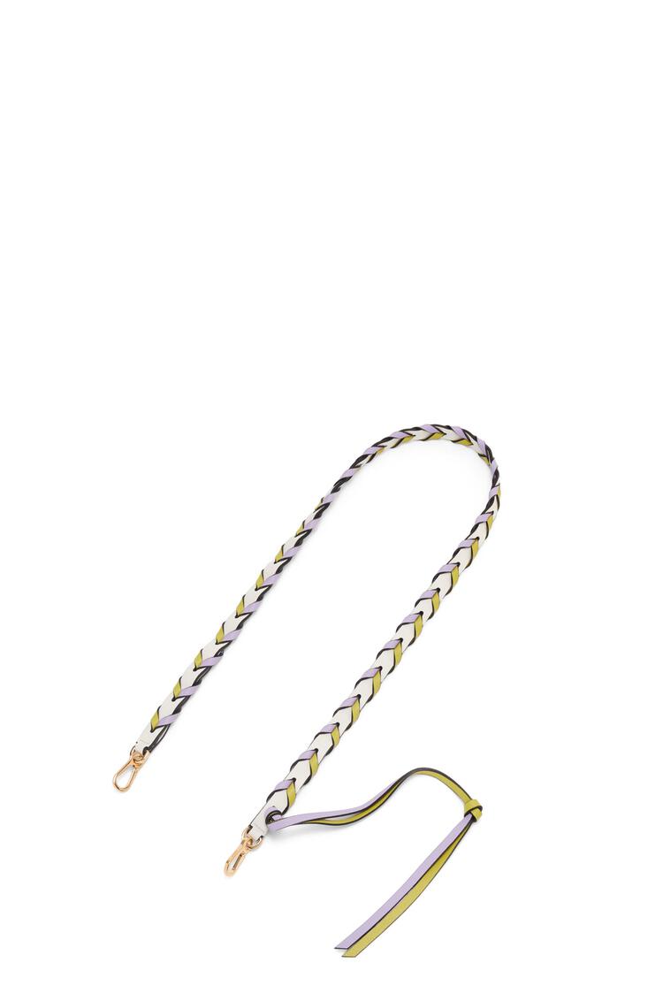 LOEWE Thin braided strap in classic calfskin Lime Yellow/Light Mauve
