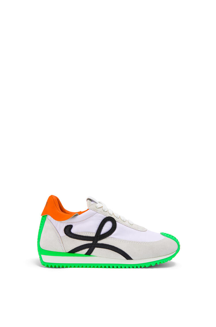 LOEWE Flow runner in nylon and suede Soft White/Neon Green