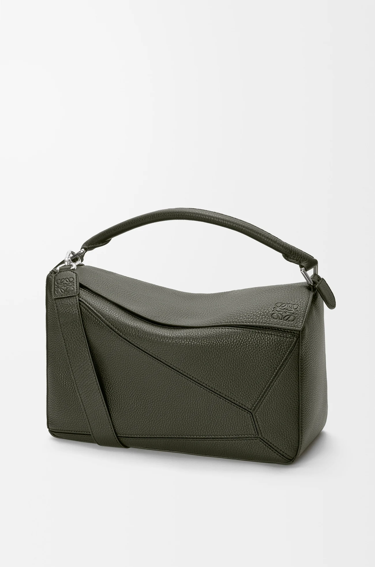 LOEWE Large Puzzle bag in supple grained calfskin Dark Khaki
