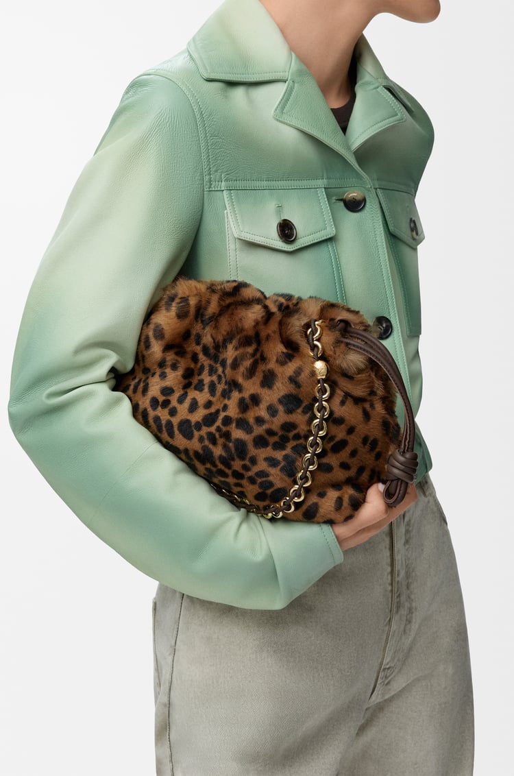 LOEWE Bolso Flamenco purse mediano en lana de oveja Beige/Marrón