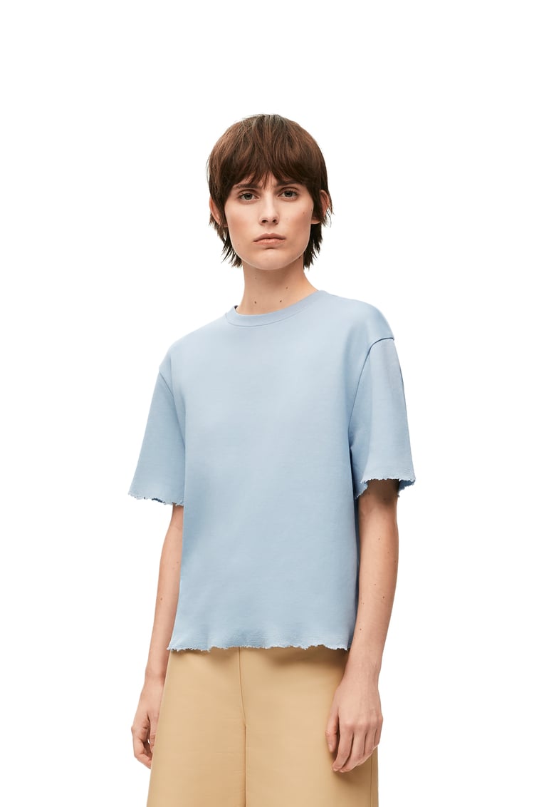 LOEWE Camiseta de corte boxy en mezcla de algodón Azul Palido