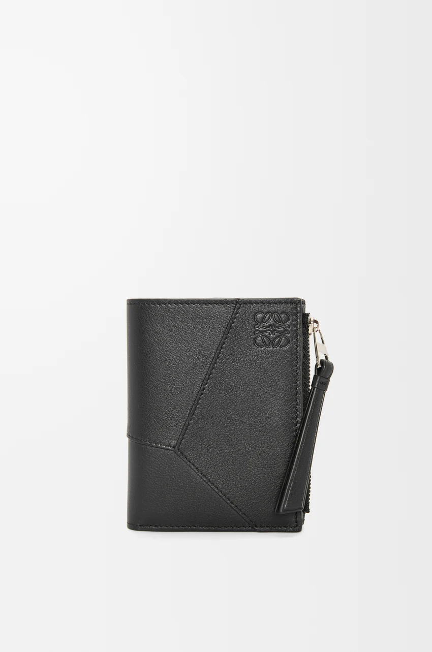 Puzzle slim compact wallet in classic calfskin