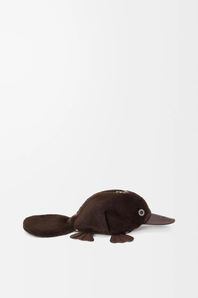 LOEWE Platypus bag in shearling Chocolate