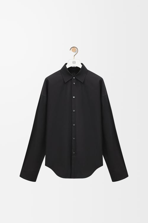 LOEWE Hybrid shirt in cotton and wool Black/Black