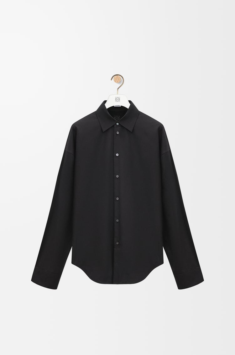 LOEWE ハイブリッド シャツ（コットン&ウール） ブラック/ブラック