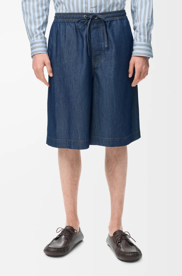 LOEWE Shorts in cotton Denim Blue