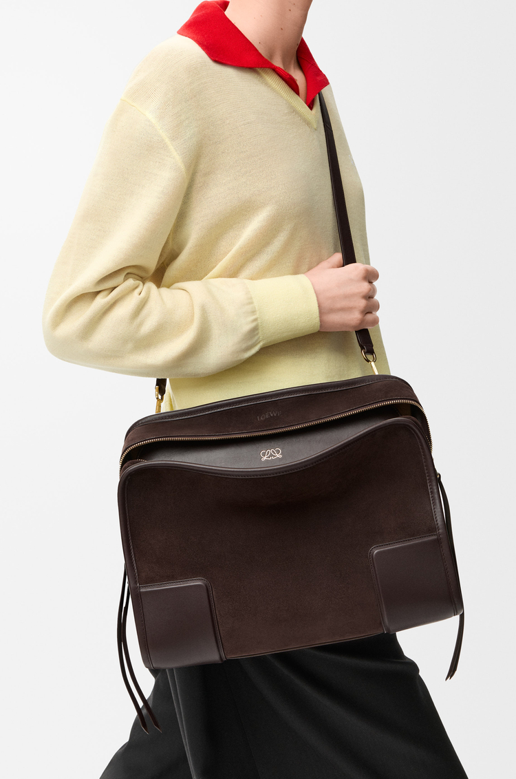 LOEWE Bolso Amazona 180 grande en ante Brownie Oscuro
