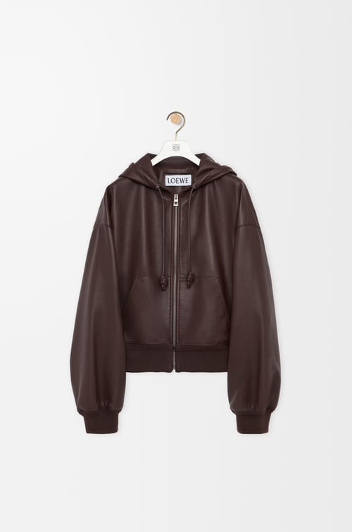 LOEWE Flamenco hoodie in nappa lambskin Marrón Chocolate