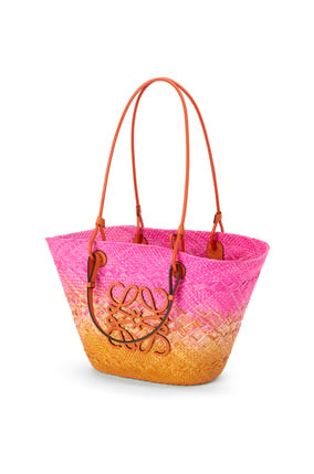 LOEWE Anagram Basket bag in iraca palm and calfskin Fuchsia/Orange plp_rd