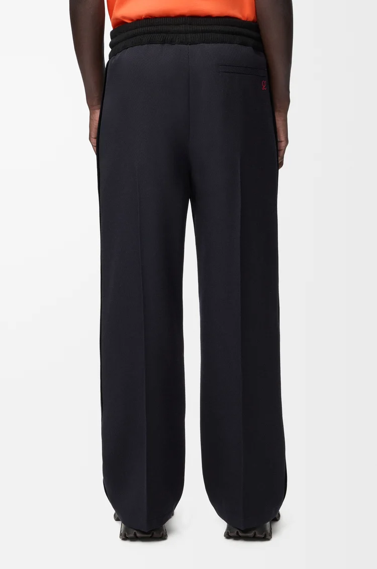 LOEWE Pantalon à liens de serrage en laine Bleu Marine Foncé