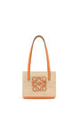 LOEWE Mini Square Basket bag in raffia and calfskin Natural/Orange