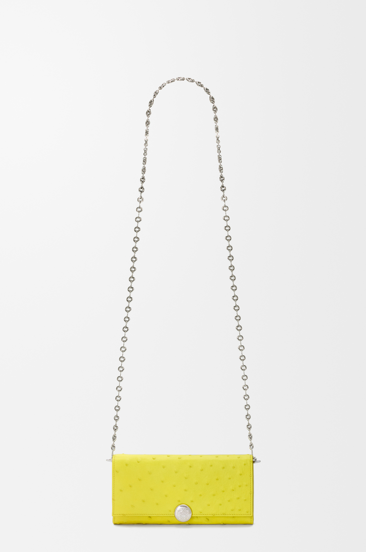 LOEWE Pebble wallet on chain in ostrich Lemon
