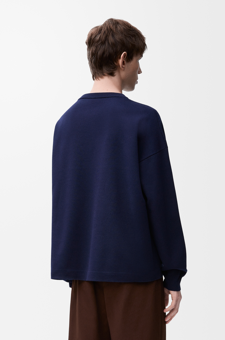 LOEWE 棉质 Anagram 口袋毛衣 海军蓝