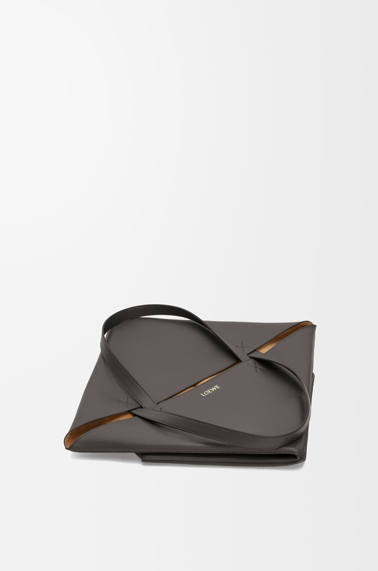 LOEWE XL Puzzle Fold tote in shiny calfskin Dark Grey