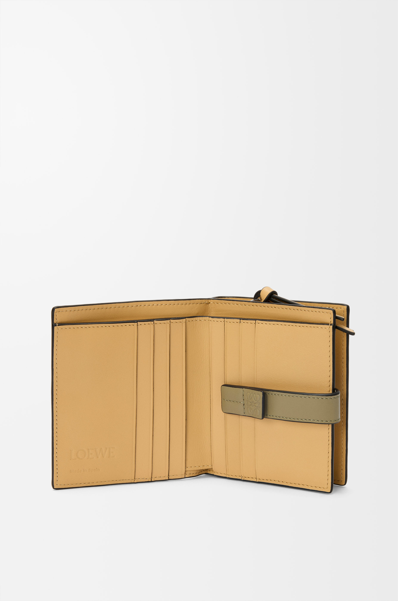 LOEWE Compact zip wallet in soft grained calfskin Shell Grey/Eucalyptus plp_rd