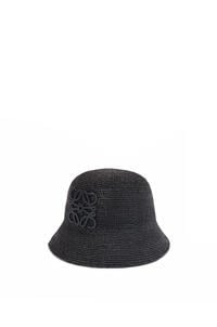 LOEWE Sombrero de pescador en rafia y piel de ternera Negro