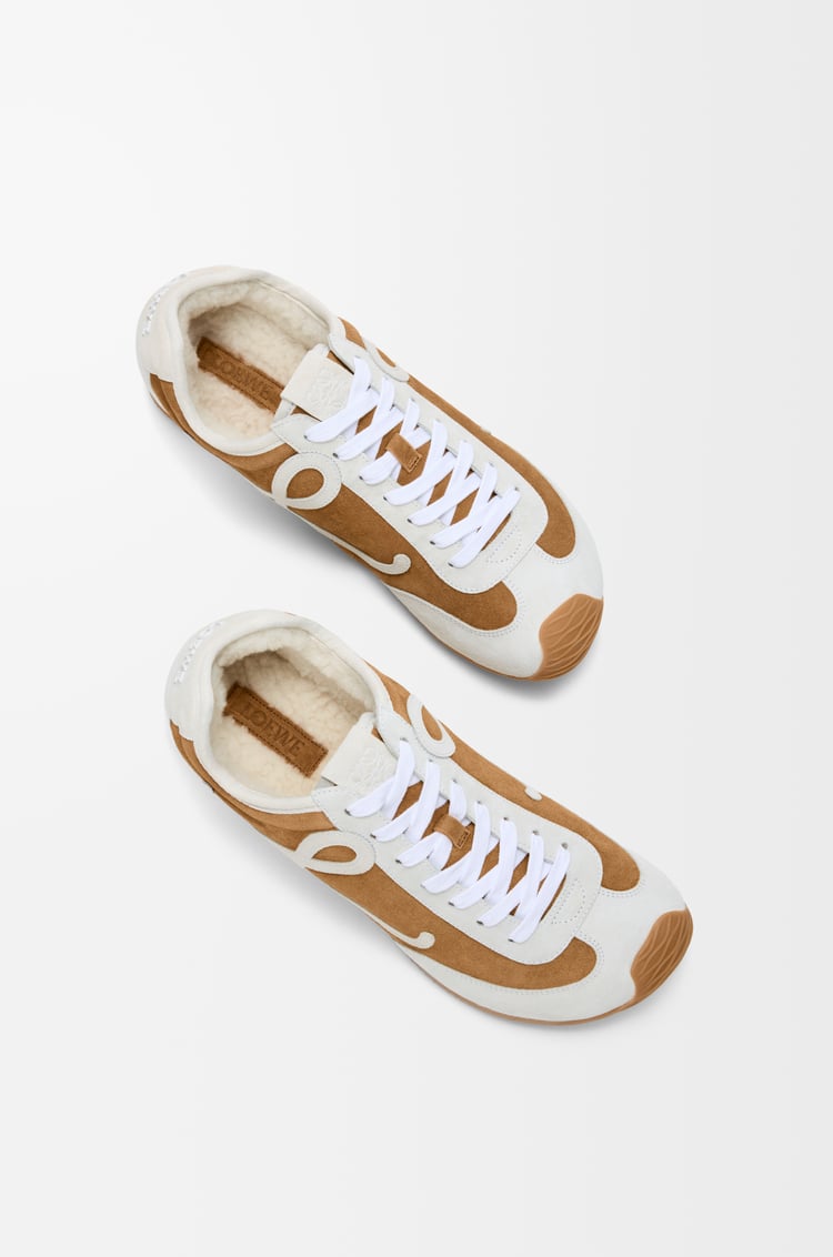 LOEWE Ballet Runner 2.0 in suede and shearling Tan/White
