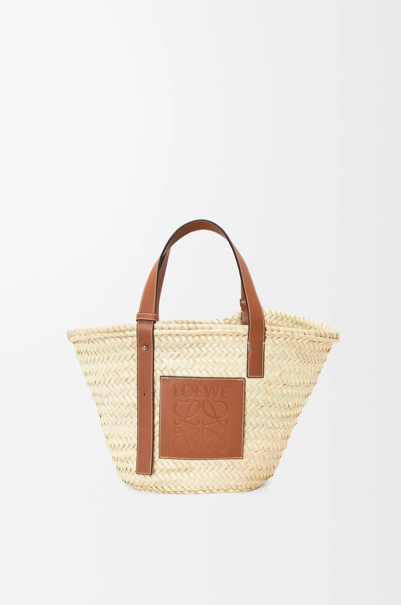LOEWE Basket in palm leaf and calfskin Natural/Tan