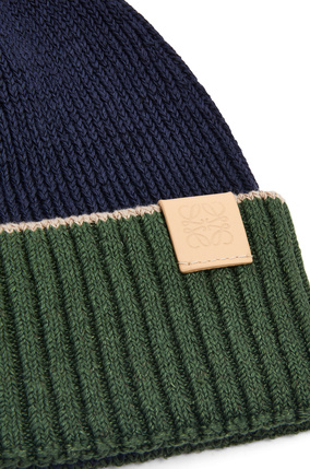 LOEWE Gorro en algodón y lino Azul Marino/Verde Khaki