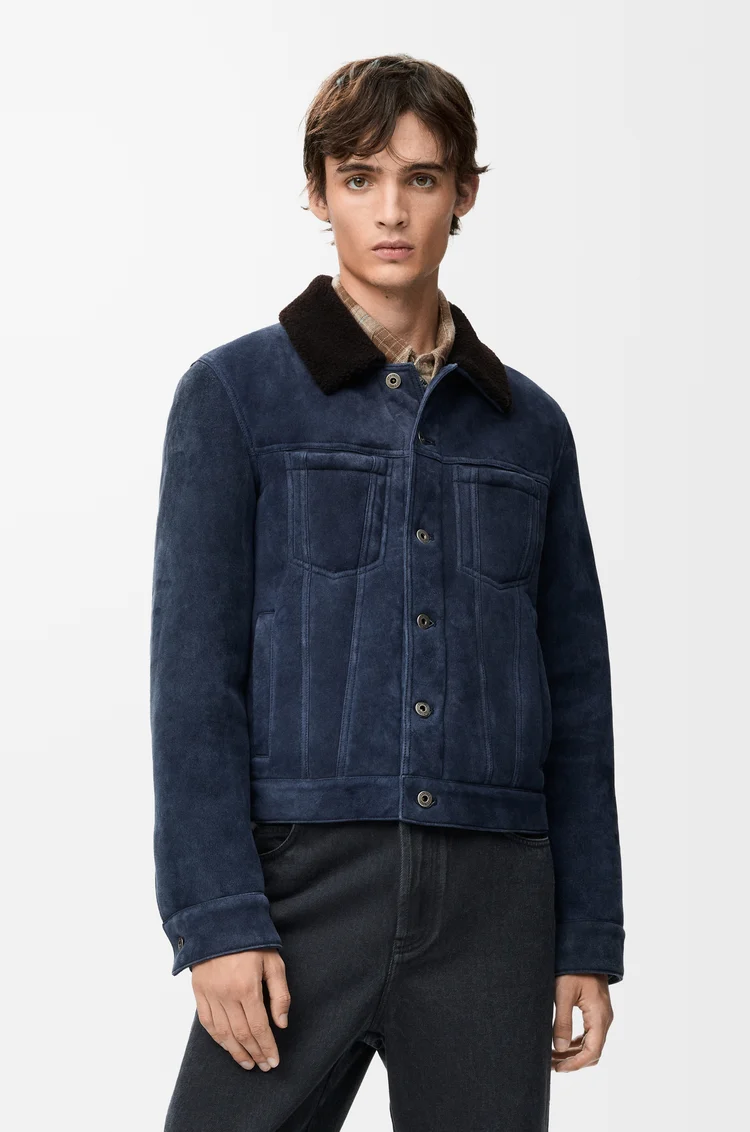 LOEWE トラッカー ジャケット（シアリング） ネイビーブルー/ブラウン