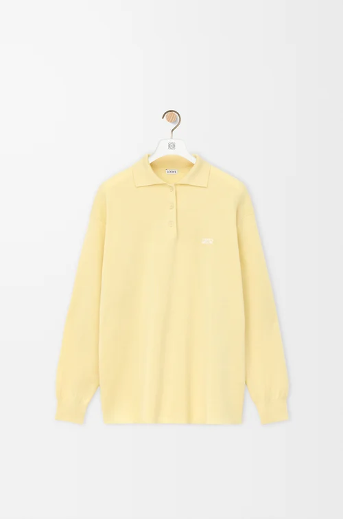LOEWE Polo sweater in cashmere and silk blend Light Yellow