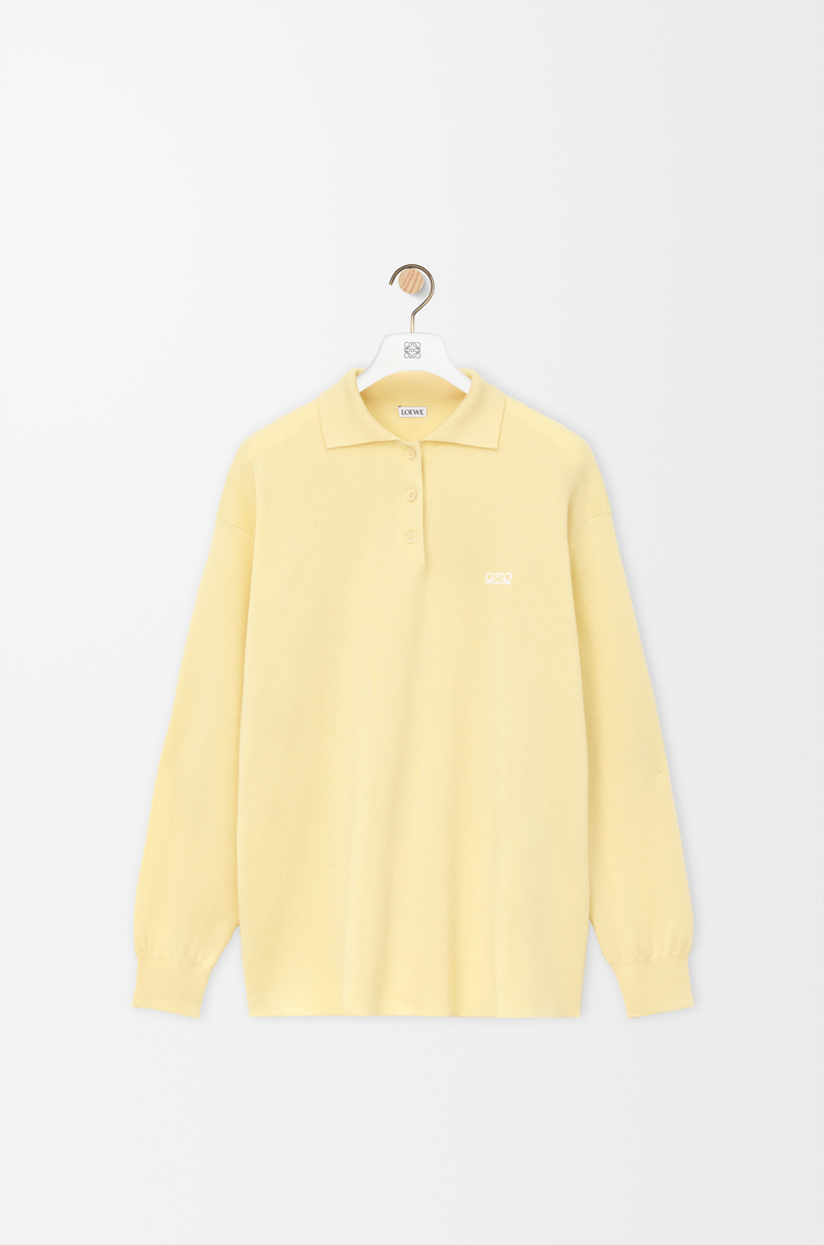LOEWE Polopullover aus einer Kaschmir- und Seiden-Mischung Hellgelb