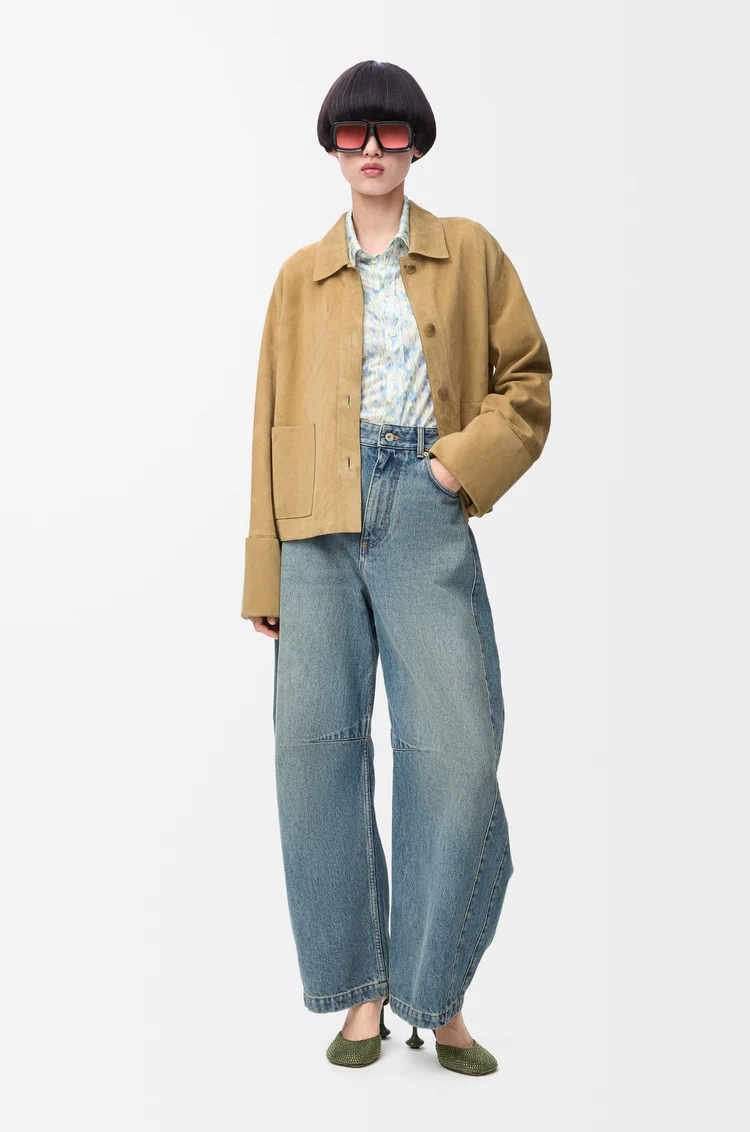 LOEWE ターンアップ ジャケット（スエードラム） ゴールド