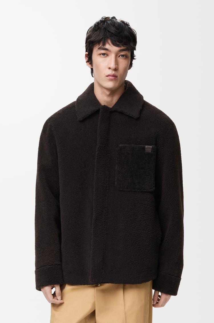 LOEWE Overshirt in shearling Dark Brown/Dark Brown