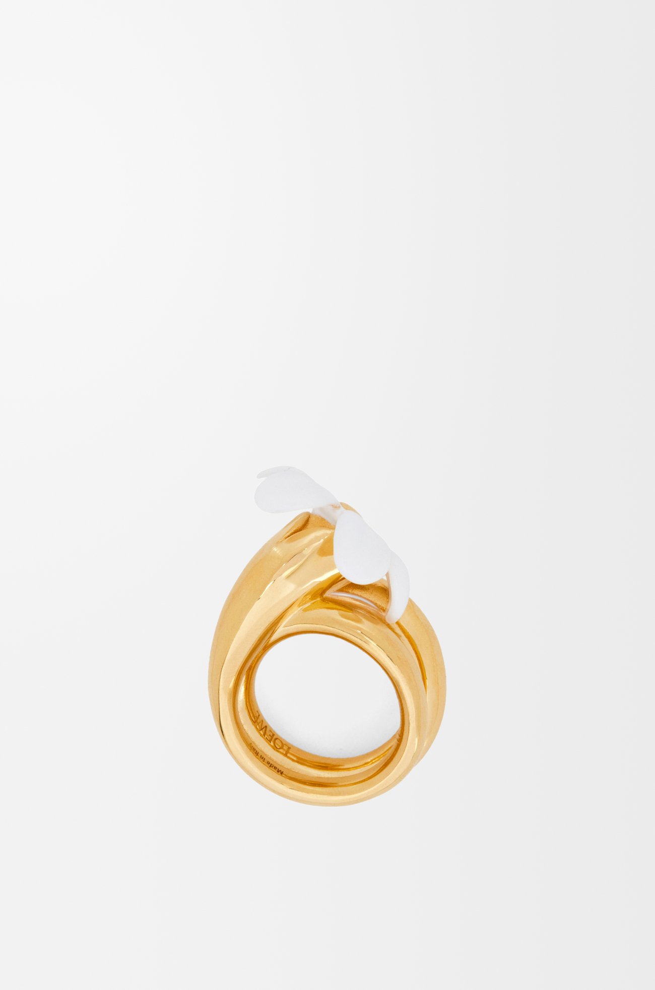 LOEWE Anillo Flor en plata de ley y esmalte Dorado/Blanco