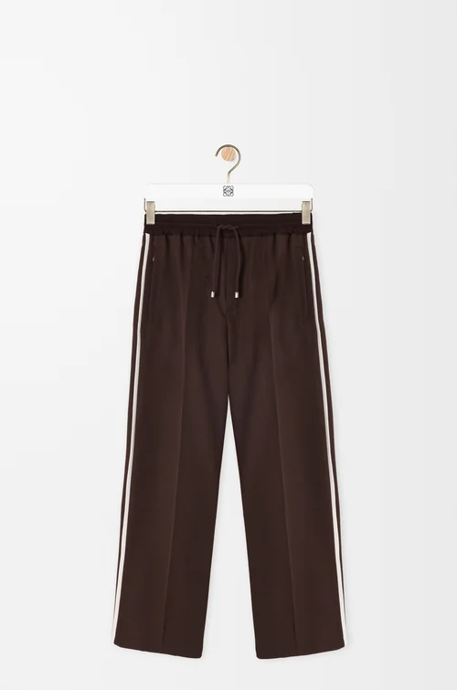 LOEWE 羊毛抽绳长裤 棕色